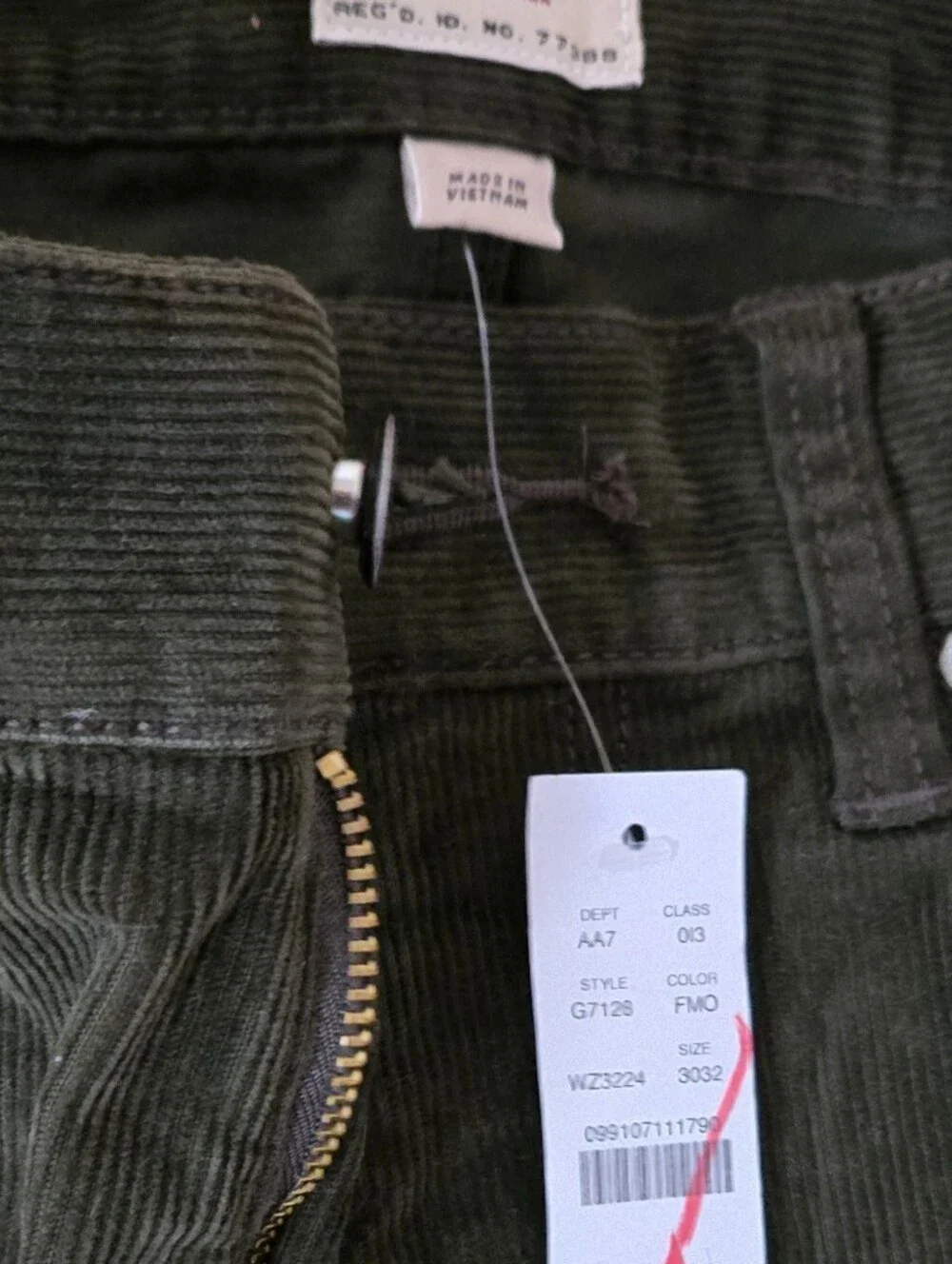 Brand New With Tags J Crew Men's Brown Corduroy Stretch Slim Jeans